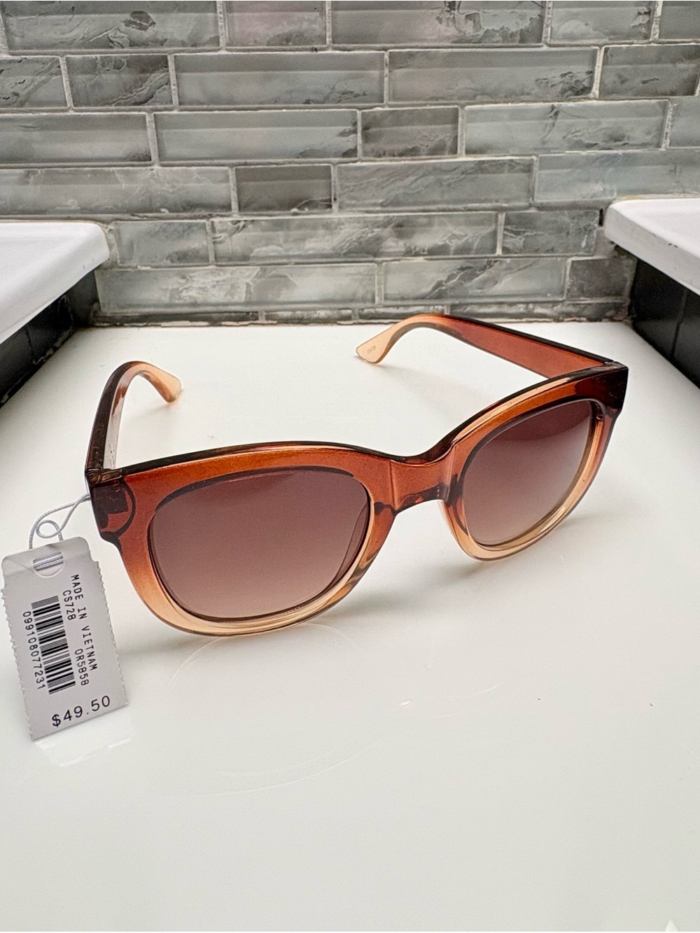 J. Crew Oversized Square-Frame Ombre Amber, Brown Sunglasses UV400 #CS728. NWT